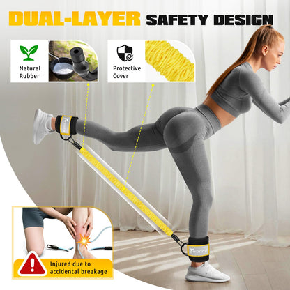 Ankle Resistance Bands with Cuffs, Leg and Glutes Workout Equipment, Resistance Bands with Ankle Straps for Cable Machine Kickbacks, Booty Workouts, Lower Body Exercises - Home Gym Exercise Equipment