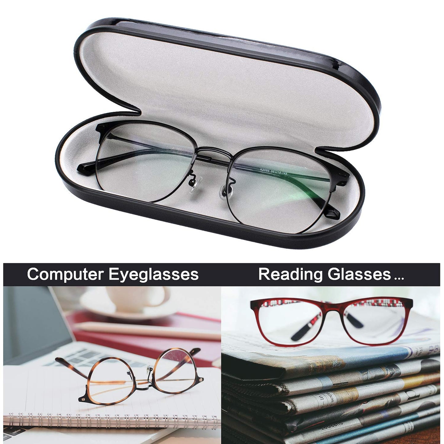 Vemiss Hard Shell Eyeglass Cases, Lightweight Portable Glasses Case for Women Men (2 Pack (Green, Yellow))