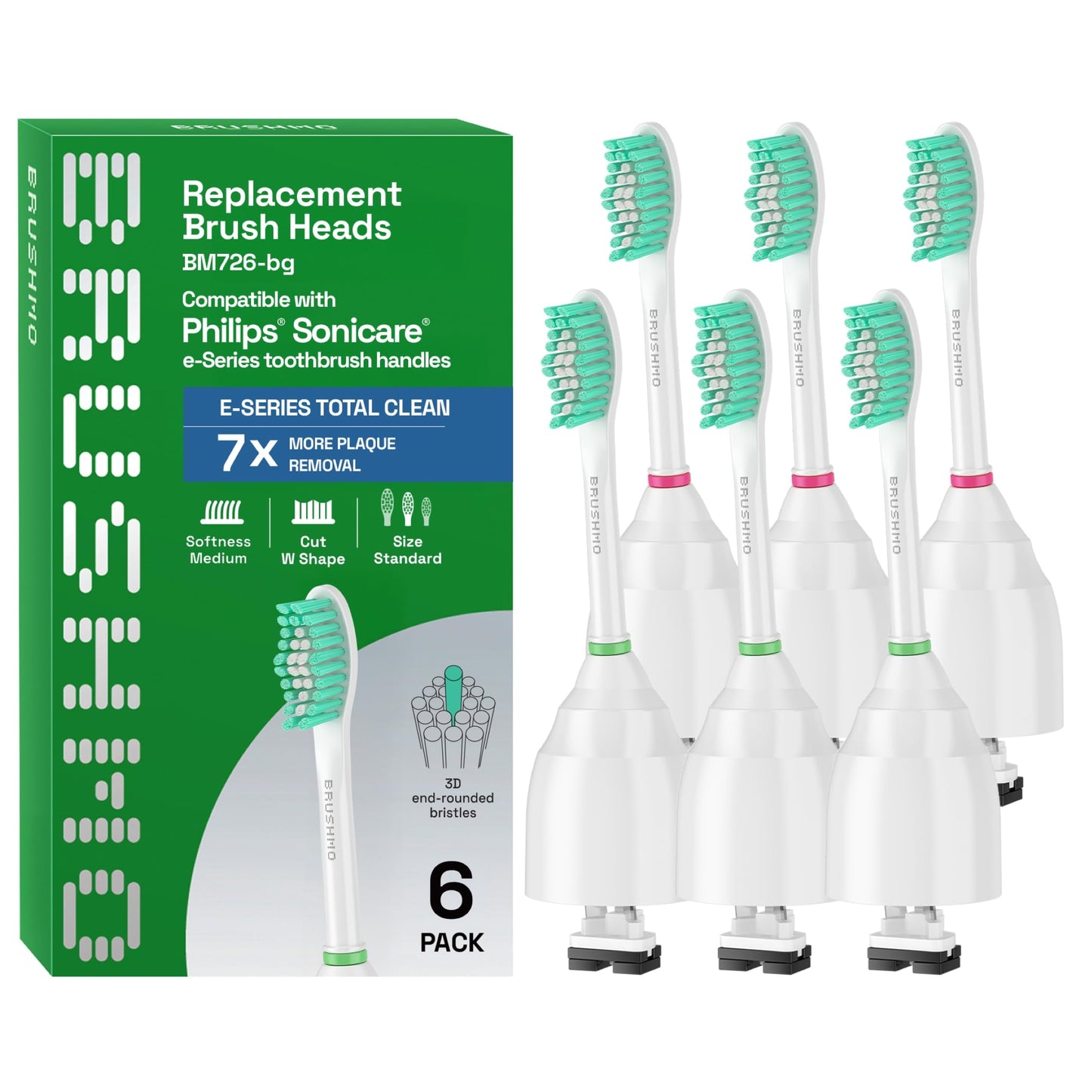 Brushmo e-Series Electric Sonic Toothbrush - Rechargeable Screw-On Electronic Tooth Brush for Adults with 3 Modes & Timer - IPX7 Waterproof, Long-Lasting Battery & Wireless Charging Base - White