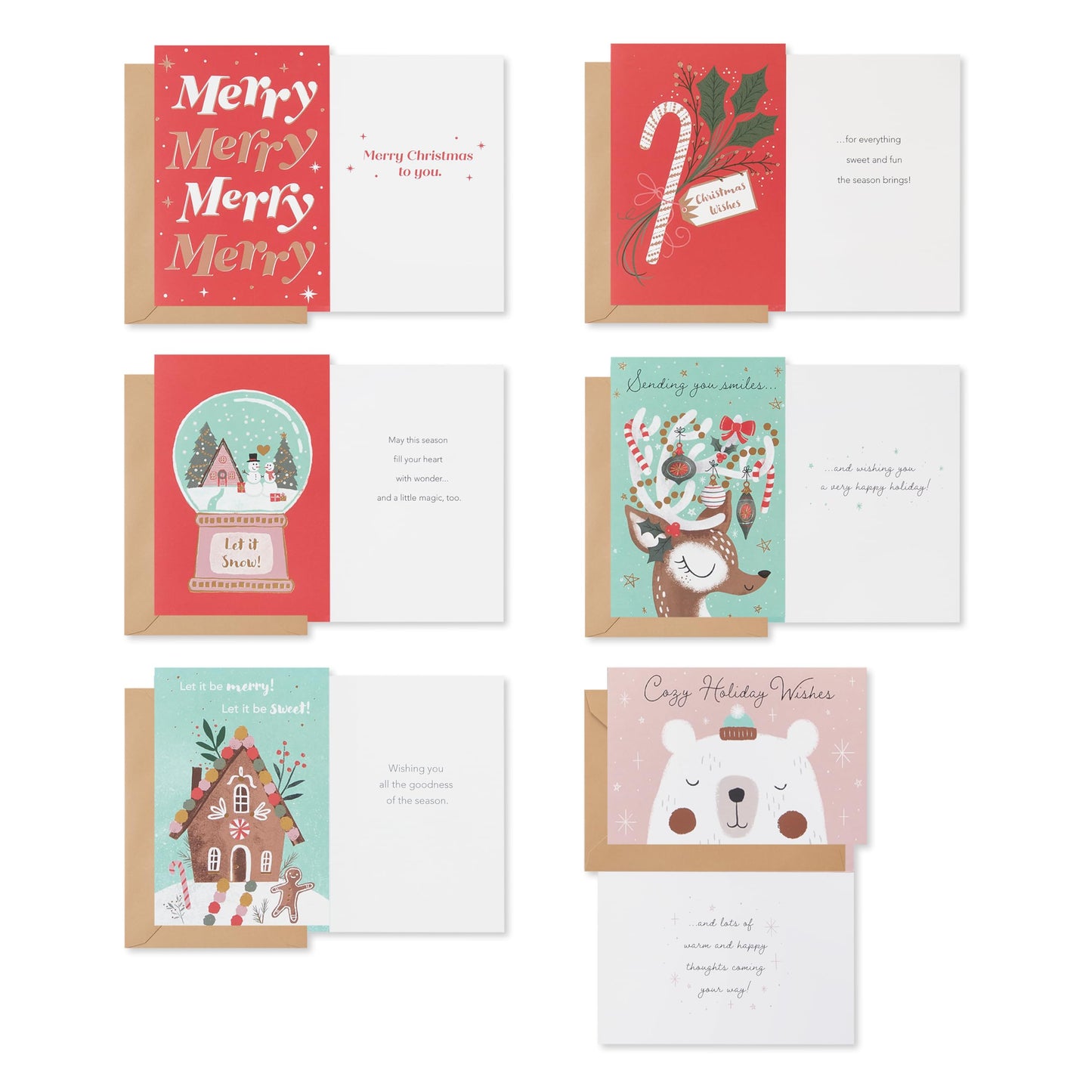 American Greetings Christmas Cards with Envelopes, Trendy Pink Pastel Designs (25-Count)