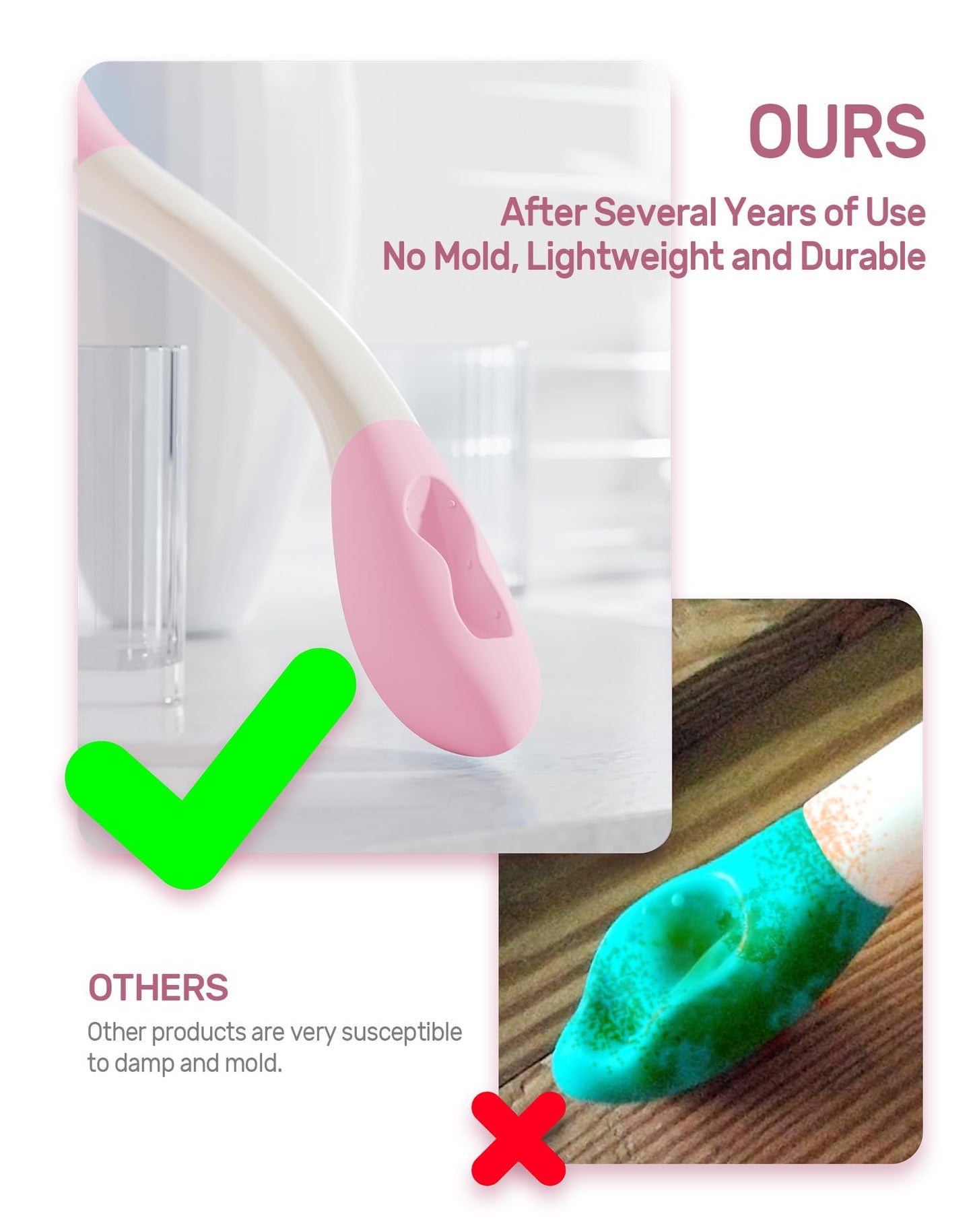 Hovluz Butt Wiper Tool, 15.7" Comfort Wipe Toilet Aid for Wiping Bottom, Bottom Buddy Wiping Aid for Disabled, Elderly, Overweight, Pregnant People, Easy to Use Bottom Buddy Wiping Assist Tool Pink