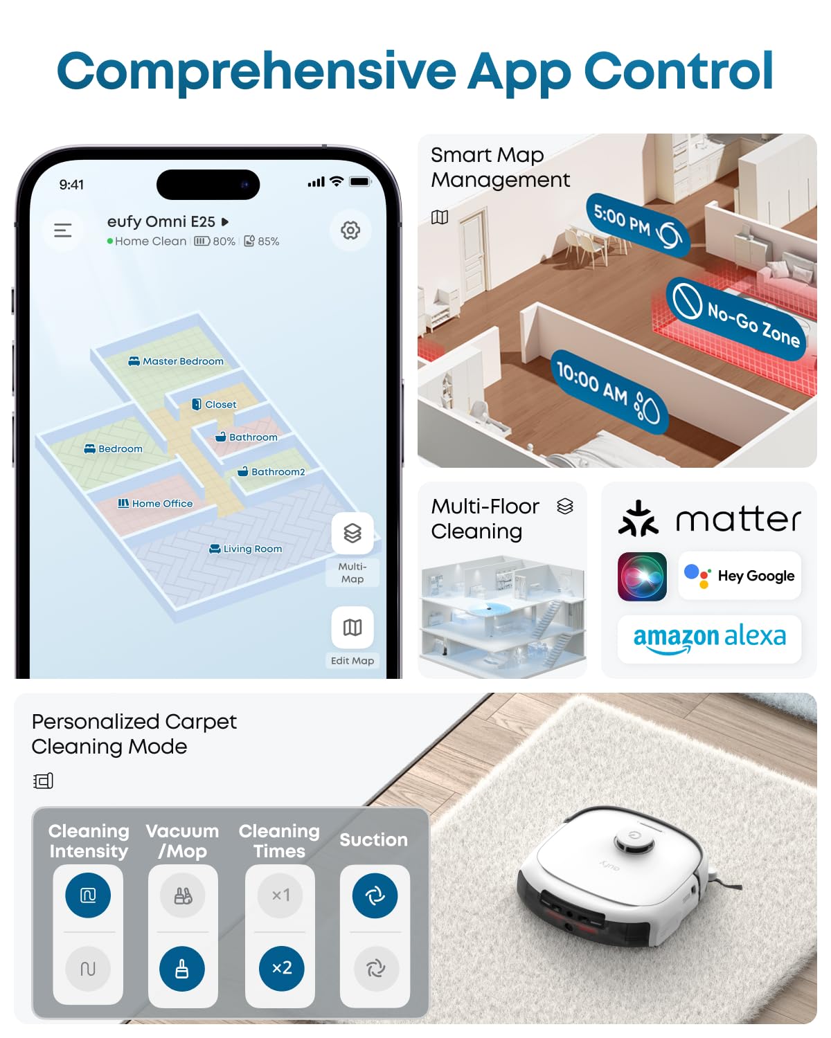 eufy Robot Vacuum E25, HydroJet System with Roller Mop, 20,000 Pa Turbo Suction, All-in-One Robot Vacuum and Mop Combo, Edge-to-Corner Cleaning, Zero-Tangle Design, AI Obstacle Avoidance (Upgraded)
