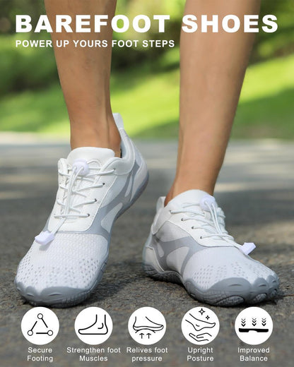 todaysunny Barefoot Shoes Mens Womens Minimalist Cross Training Shoes with Wide Toe Box Athletic Zero Drop Trail Walking Hiking Running Sneakers White