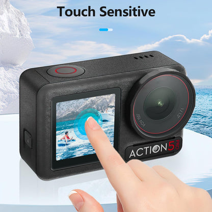 AMAZEAR Lens Screen Protector for DJI Osmo Action 5 Pro (2 Sets), Action5 Pro Accessories Tempered Glass Protector OLED Display, Ultra HD, 9H, Scratch Resistant, Bubble-Free(TGP)