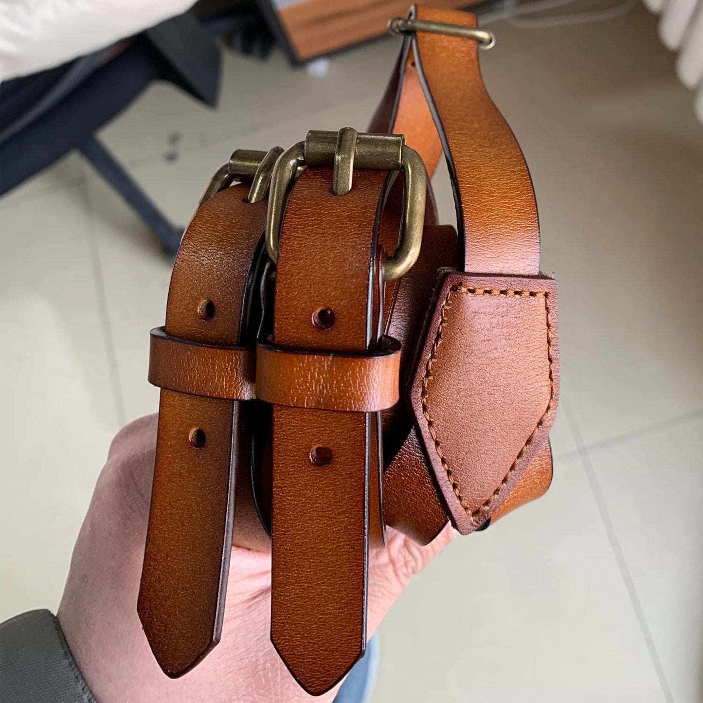 EURYNOME Leather Suspenders For Men, Brown Genuine Leather Suspenders Groomsmen Gifts (01#, M)