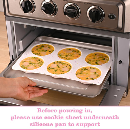 Sakolla 2 Pack Silicone Egg Bite Molds for Air Fryer, Nonstick 7 Cups Air Fryer Muffin Pan for Baking Egg Bite, Mini Muffins, Tart, Mini Cupcake and Quiche (Pink + Green)
