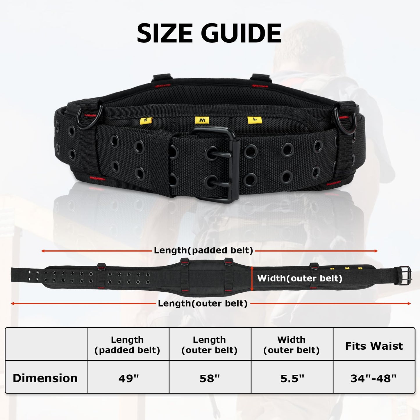 MELOTOUGH Tool Belt with Suspenders Electrician Tool Bag Suspenders Framers Combo Apron Tool Belt Construction Tool Pouch Suspenders Heavy Duty Carpenter Suspension Rig(RED)