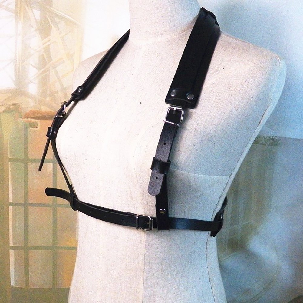 Body Chest Harness Punk Adjustable Faux Leather Belt with Buckles Rings for Men Women(LM02)