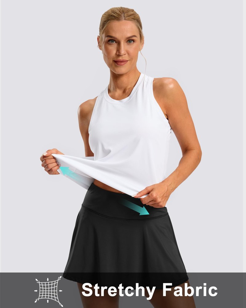 G Gradual Women's Workout Tank Tops Racerback Athletic Yoga Tops Loose Fit Sleeveless Running Gym Sports Shirts for Women(White,L)
