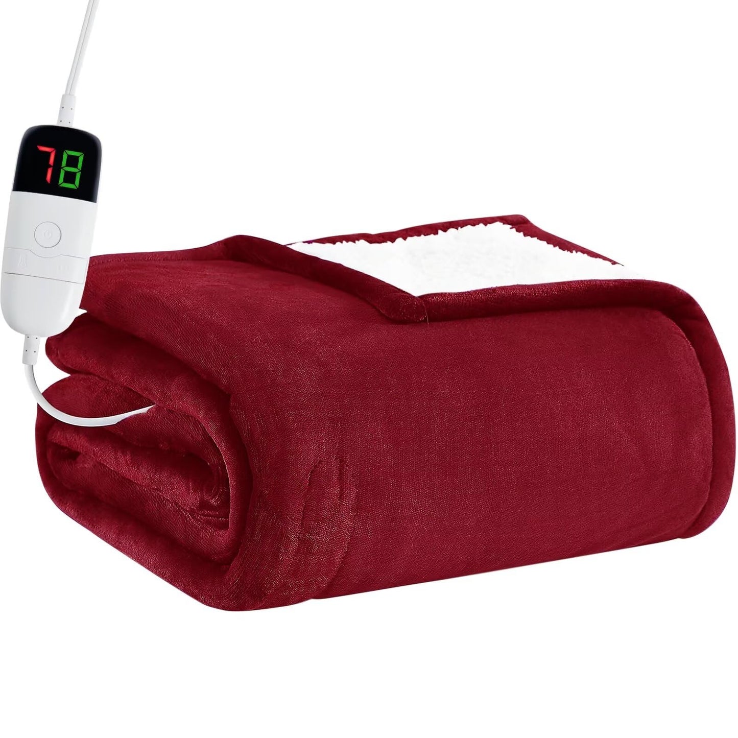 Heated Electric Blanket Queen Size - 84" x 90" Heating Blanket with Dual Control, 10 Heating Levels & 8 Hours Auto Off, Soft Warm Flannel Blanket, Christmas Birthday Gifts for Senior Grandma