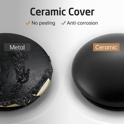 KES Solid Ceramic Cap Bathroom Sink Drain Without Overflow, Pop Up Drain for Bathroom Sink, Ceramic Bathroom Sink Stopper, All-Metal Body Matte Black, S2008D-CB