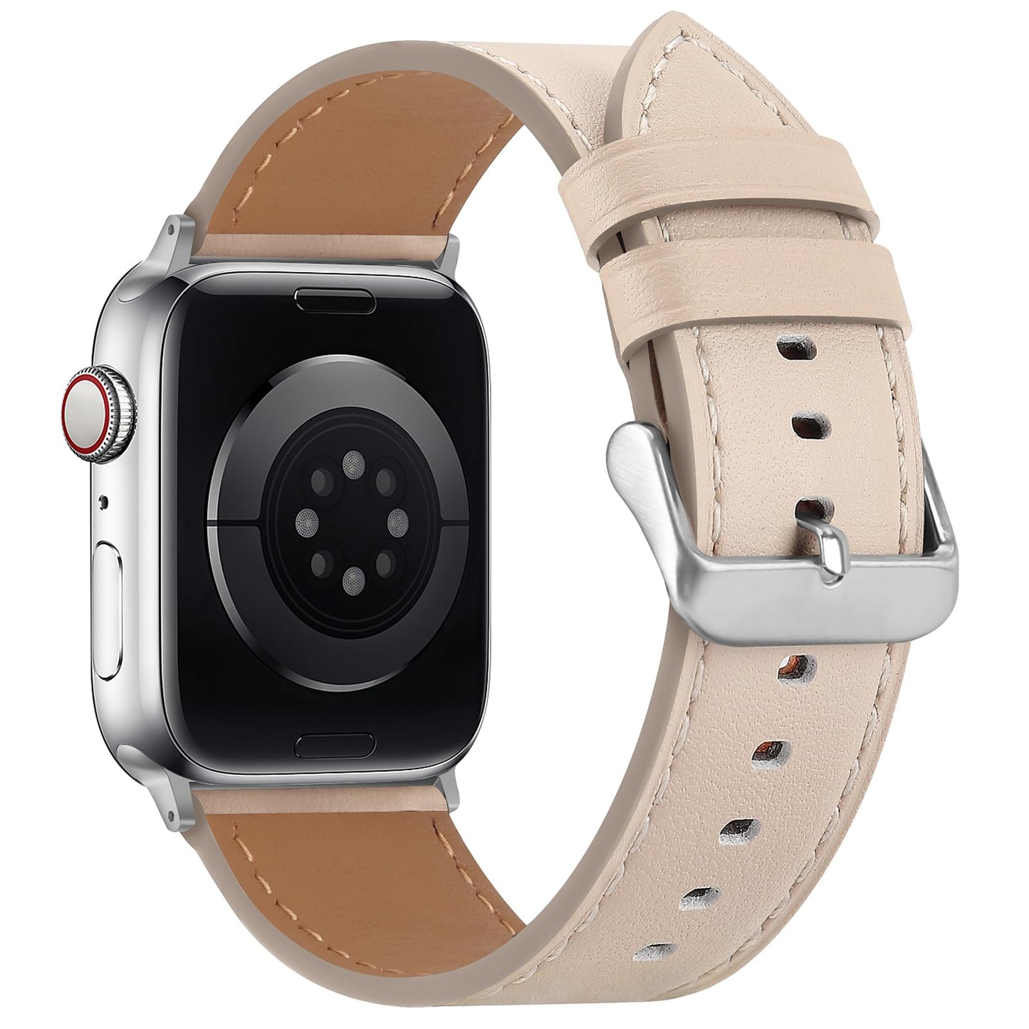 Bisikor Compatible with Apple Watch Band 49mm 46mm 45mm 44mm 42mm 41mm 40mm 38mm Genuine Leather Wristband Replacement Band for iWatch Ultra SE Series 10 9 8 7 6 5 4 3 (42/44/45/46/49, Starlight)