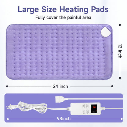Heating Pad for Back, Large Heating Pads for Body Muscle Pain Cramps Relief, 6 Heat Settings Machine Washable Electric Heating Pad, Birthday Christmas Gifts for Women Mom