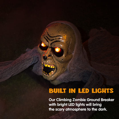 JOYIN Zombie Halloween Decoration Outdoor Groundbreaker with Sound and Flashing Eyes, Scary Halloween Graveyard Decor for Yard Garden, Outside Lawn Haunted House Prop