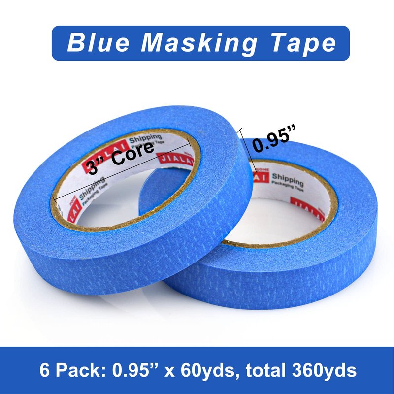 JIALAI HOME 6 Rolls Painters Tape 1 inch Bulk Painter Tape Roll, Blue Masking Tape, Blue Paint Tape 1 Inches x 60 Yards for General Purpose Walls Painting, Automotive