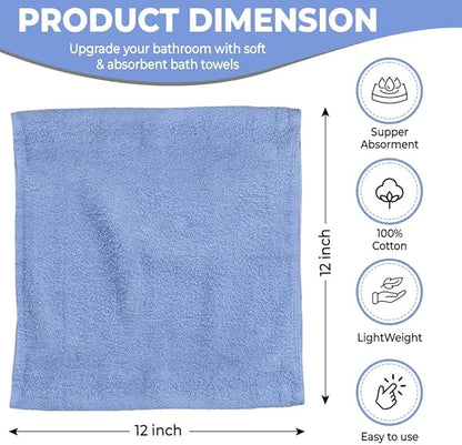 100% Cotton Washcloth Set – Soft, Absorbent Face Towels