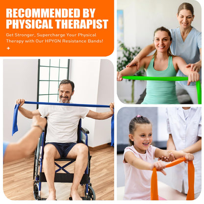 Resistance Bands, Exercise Bands, Physical Therapy Bands for Strength Training, Yoga, Pilates, Stretch Elastic Band with Different Strengths, Workout Bands for Home Gym