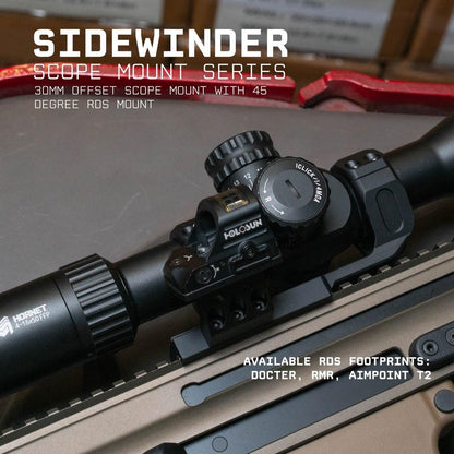 Monstrum Sidewinder Series Scope Mount with 45 Degree Canted Red Dot Sight Base | 30 mm Diameter | Picatinny
