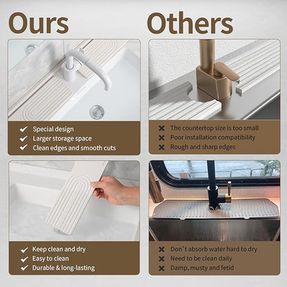 Faucet Mat for Kitchen Sink, Diatomite Stone Drying Sink Protectors, Bathroom