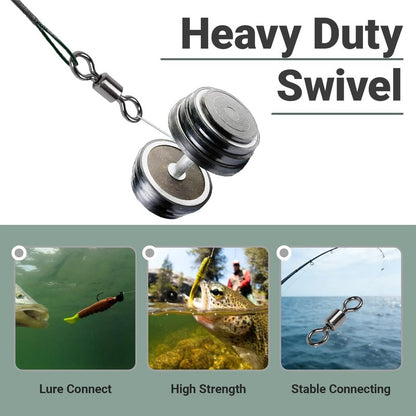 QISHUO Stainless Steel Swivels Fishing Lure Barrel Saltwater Swivel Fishing Strength Quick Change Fishing Swivels Rolling Black Nickel, 25pcs, 221lbs