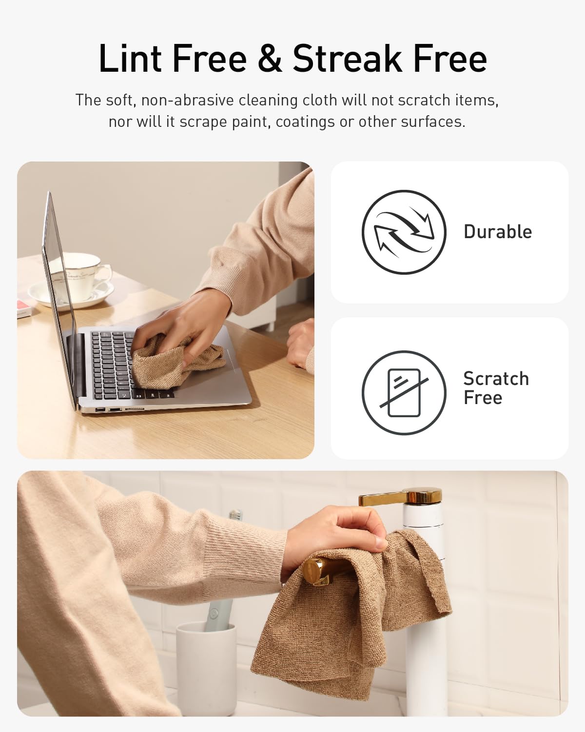 Fantasticlean Microfiber Cleaning Cloth Roll -150 Pack, Tear Away Microfiber Towels, 12" x 12", Reusable, Washable, Ultra Absorbent Dishcloth for Home Supplies, Car, Pet, Kitchen (2 Rolls of Grey)