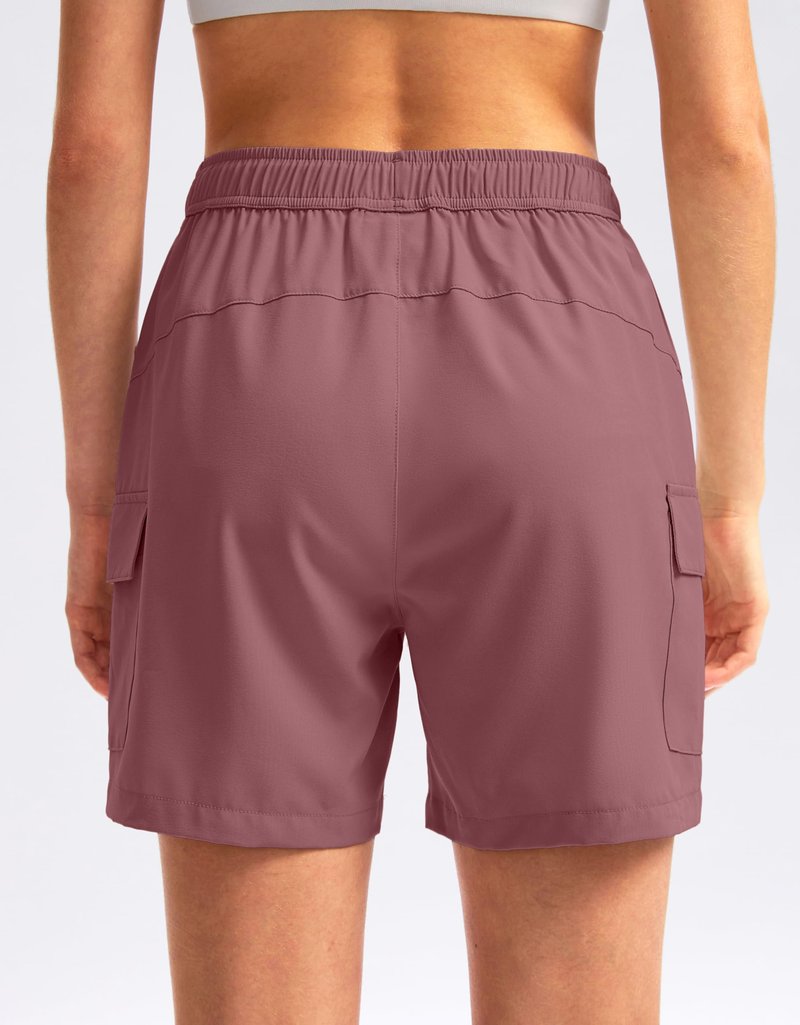 SANTINY Women's 5''/ 7''/9'' Hiking Cargo Shorts Quick Dry Lightweight Summer Shorts for Women Athletic Golf Zipper Pockets(Dusty Pink_S)
