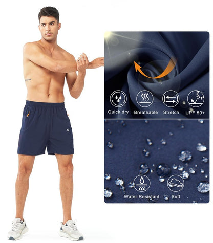 NORTHYARD Men's Athletic Running Shorts Gym Workout 7"/9"/5" Quick Dry Lightweight Sports Basketball Tennis 3 Zipper Pockets NAVY-5inch XL