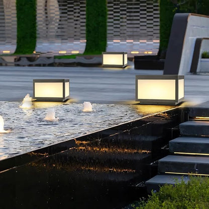 Outdoor Solar Post Light, Solar Column Lights, Pillar Lights LED Fence Deck Cap Lamp for Flat Surface Patio Garden Decoration, Modern Pillar Lamp with IP65 Waterproof Light Source（10"x10"）