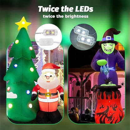 4-Pack Inflatable Fan Replacement, 1.5A Air Fan Blower with 2.0A Adapter and 5 LEDs Bulbs Light Strings for Halloween, Thanksgiving and Christmas Inflatables (IP68 Waterproof, 5.0 * 5.0'')