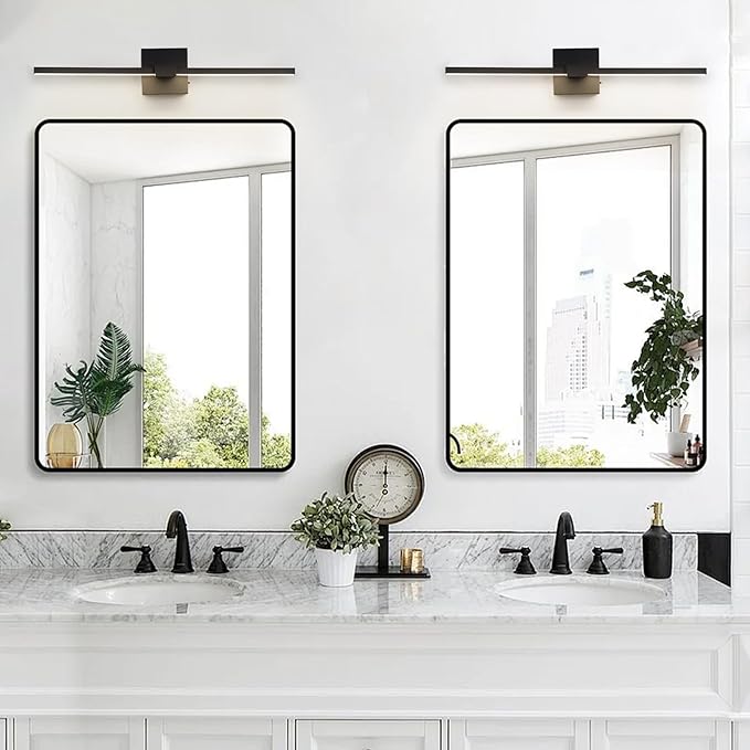 URSOLA Black Bathroom Light Fixtures, 24 inch Modern LED Vanity Lighting Over Mirror, 3CCT Dimmable Wall Sconces for Bedroom