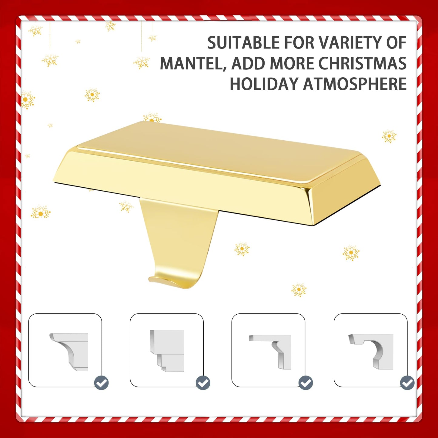Doitory Christmas Stocking Holder Hanger for Mantle,4 Pack for Xmas Decorations Lightweight and Adjustable for Fireplace Home Decoration