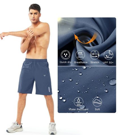 NORTHYARD Men's Athletic Running Shorts Gym Workout 7"/9"/5" Quick Dry Lightweight Sports Basketball Tennis 3 Zipper Pockets FEDERALBLUE-9inch 3XL