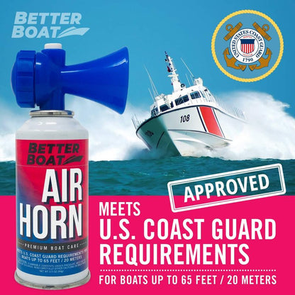 Air Horn 3.5 oz 120 dB, Loud Emergency Signal Horn for Boating Safety Walking Camping, Handheld Fog Horn Heard 1/2 Mile, Made in USA - Better Boat