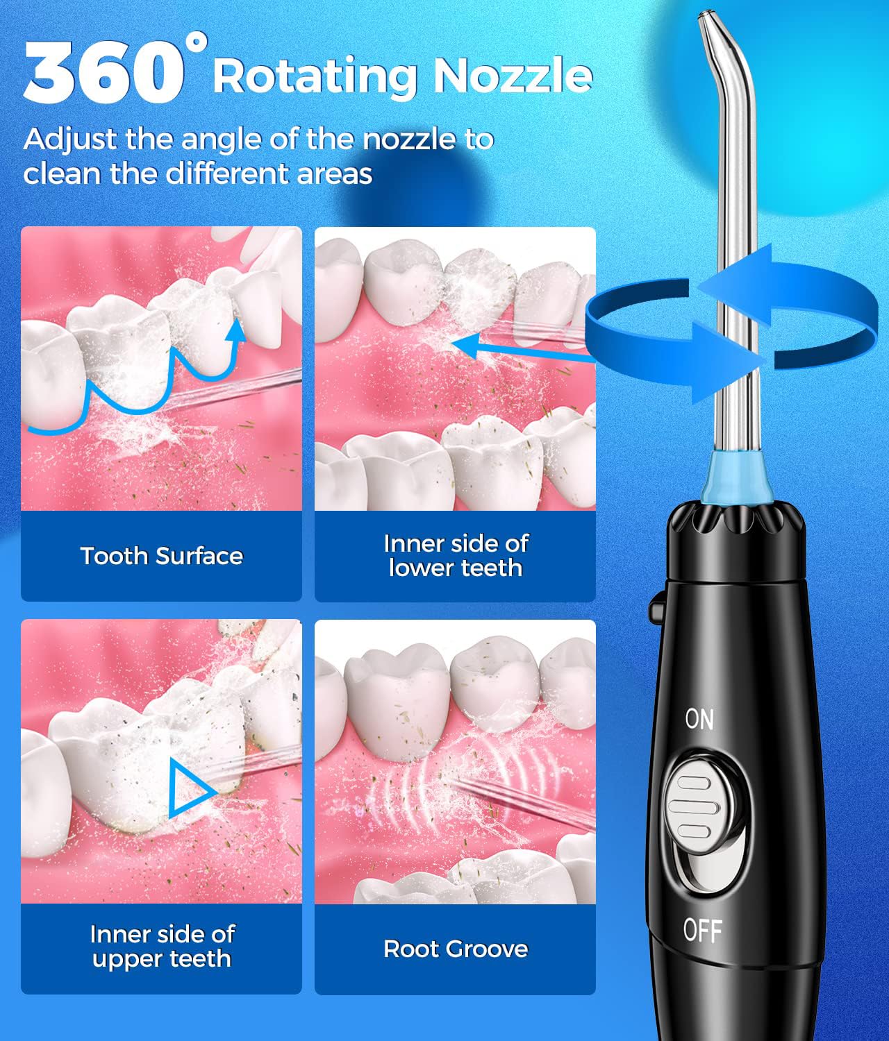 Electric Toothbrush and Water Flosser,600ML Oral Irrigator Water Flosser with 7 Jet Tips,10 Adjustable Pressure Settings,Sonic Electric Toothbrush with 2 Brush Heads,5 Modes(Black)