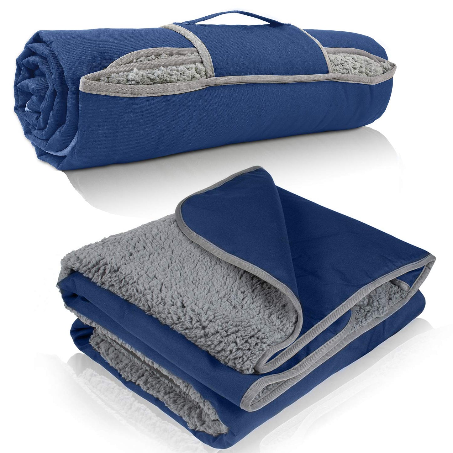 Tirrinia 66''X 90'' Waterproof Outdoor Blanket with Sherpa Lining, Windproof Triple Layers Warm Comfy Foldable for Camping Stadium, Sports, Picnic, Grass, Concerts, Pet, Extra Large Size