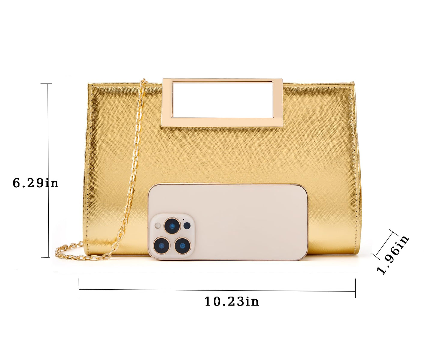 MUDUO eveing Clutch Purse Fashion Faux Leather handbag/shoulder bag (Gold)