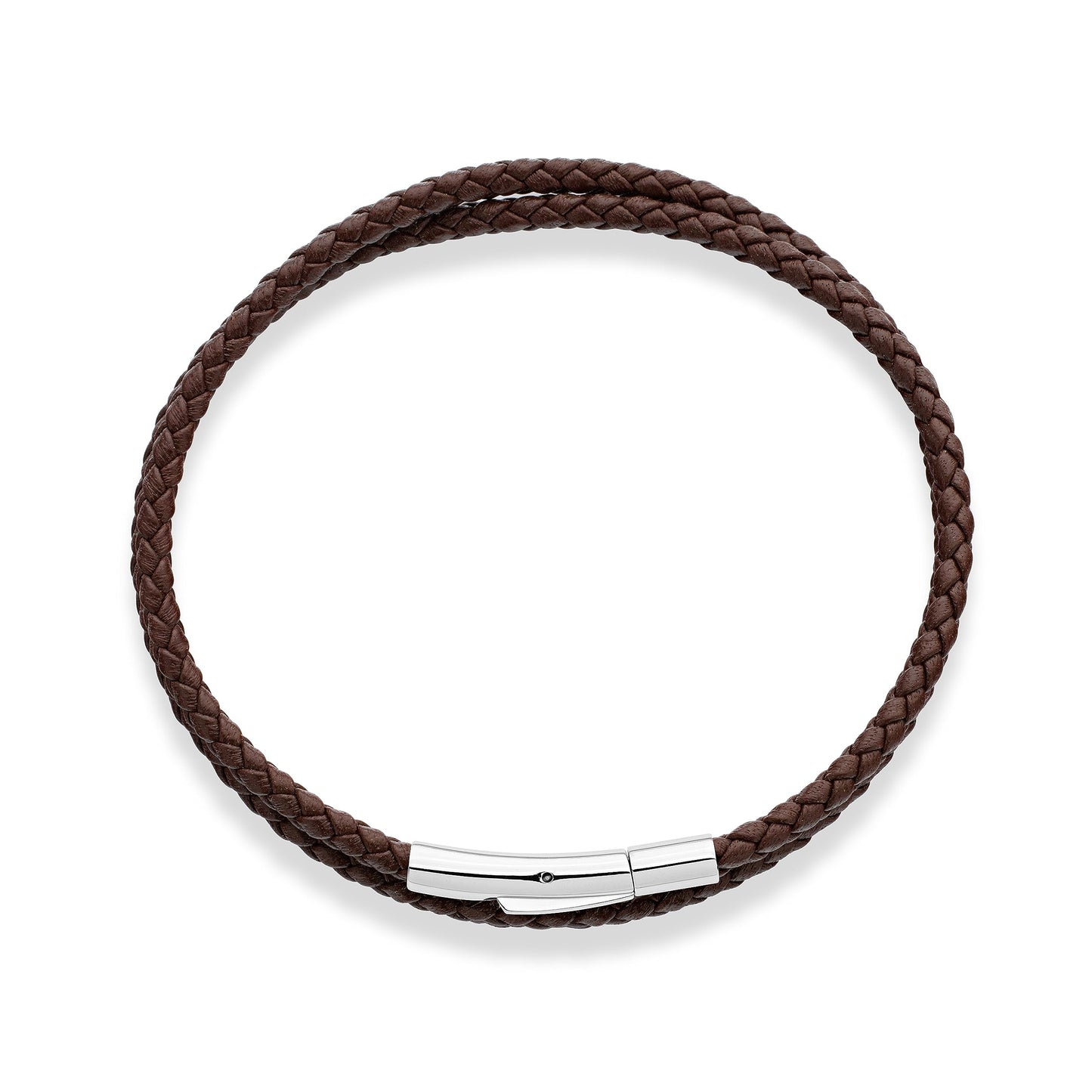 Miabella Genuine Italian Double Wrap Braided Leather Bracelet for Men Women, Stainless Steel Clasp, Made in Italy (Brown, Small - 7" Length)