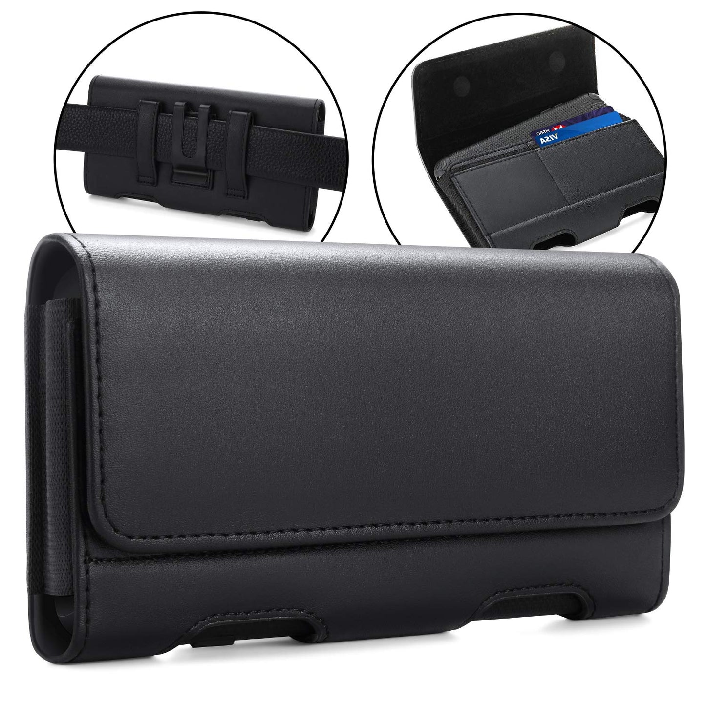 BECPLT for Motorola Edge 50 Ultra & G64 G73 X40 Edge 40 G Power 5G Holster Case, Leather Pouch with Belt Clip & Loops & Card Holder for Moto G84 G54 G14 G53 G7 Z3 Play