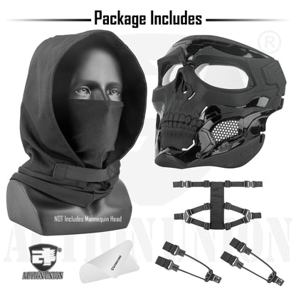 ACTIONUNION Airsoft Mask Full Face Skull Balaclava Face Mask Men Skeleton Mask Tactical Protective Paintball Mask Halloween Cosplay Costume