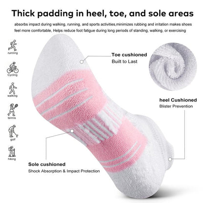 cuangya Womens Athletic Ankle Socks - Low Cut Running Cushioned Socks for Hiking and Workout - 5 Pair
