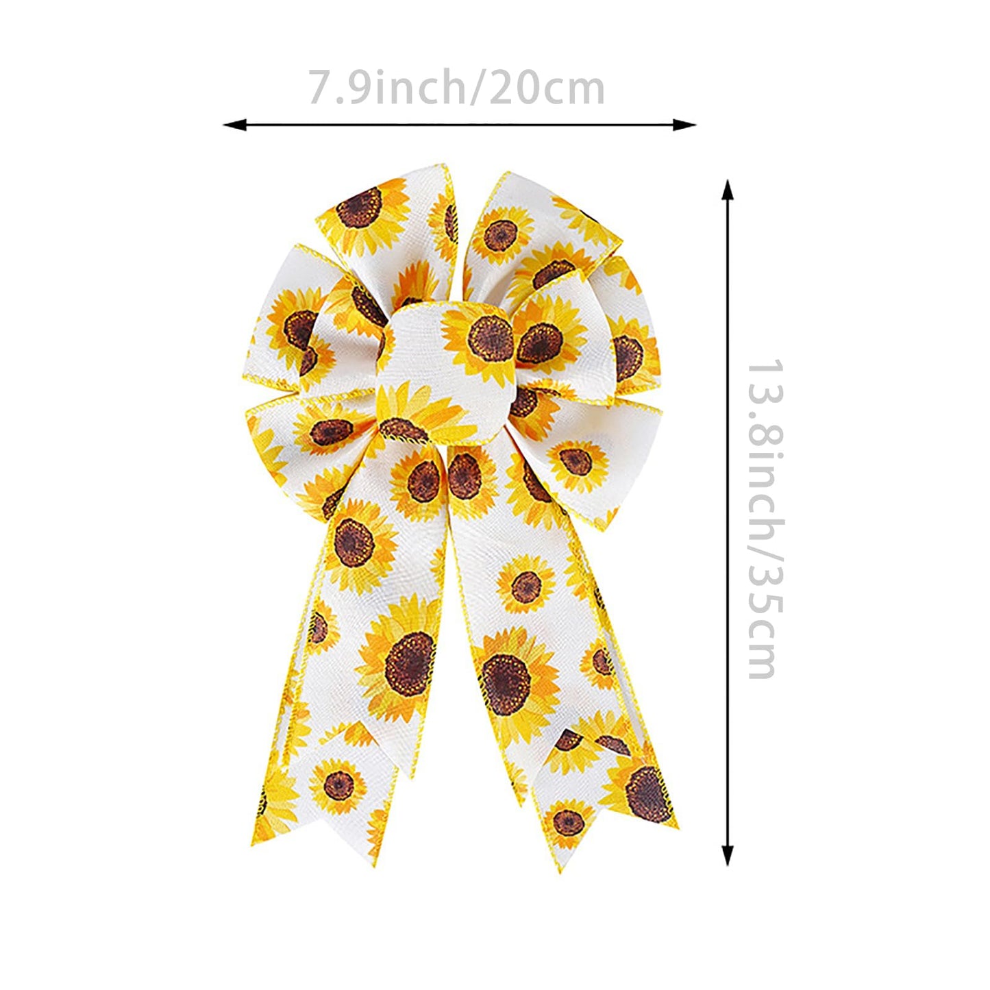 Sunflower Printing Burlap Wreaths Bows Flower Wreath Bows for Christmas Tree Topper Door Ornament Window Ornaments