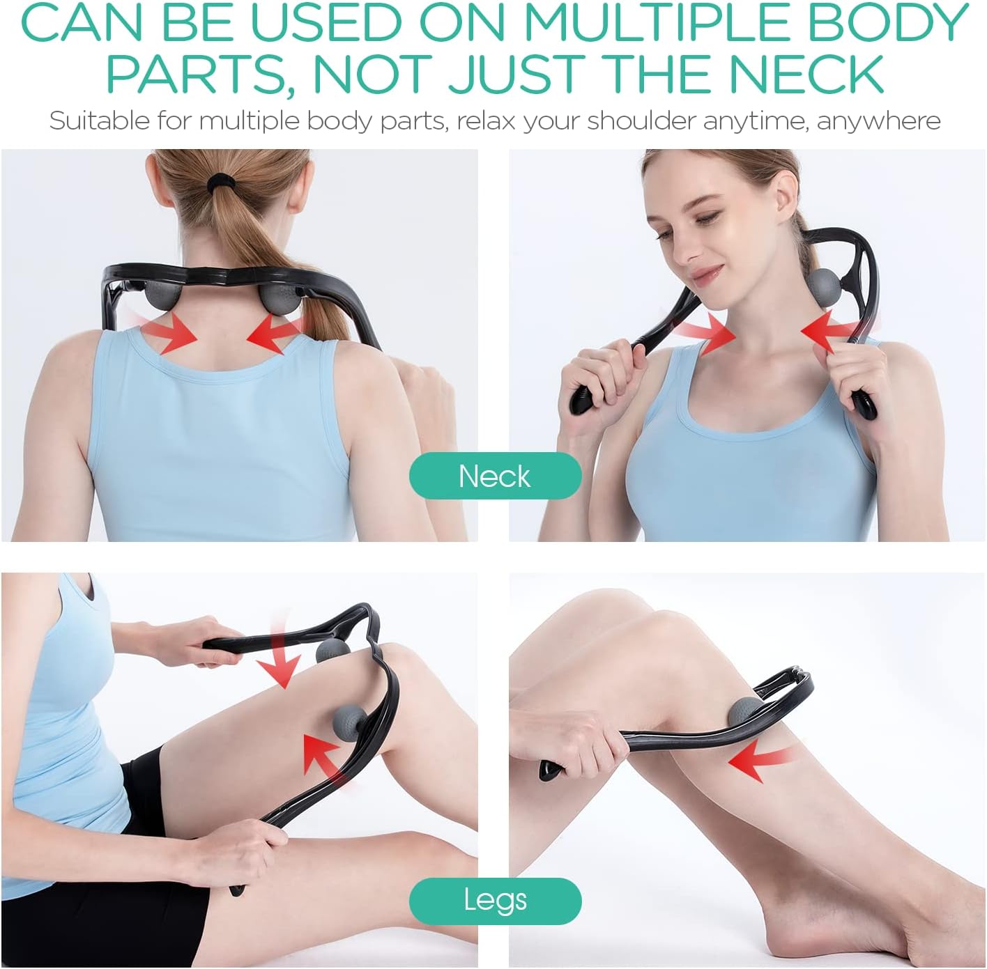 VOYOR Neck Massager Shiatsu Deep Tissue Dual Trigger Point Shoulder Massager for Pain Relief, Ergonomic Handle Design, Lightweight & Portable MS110