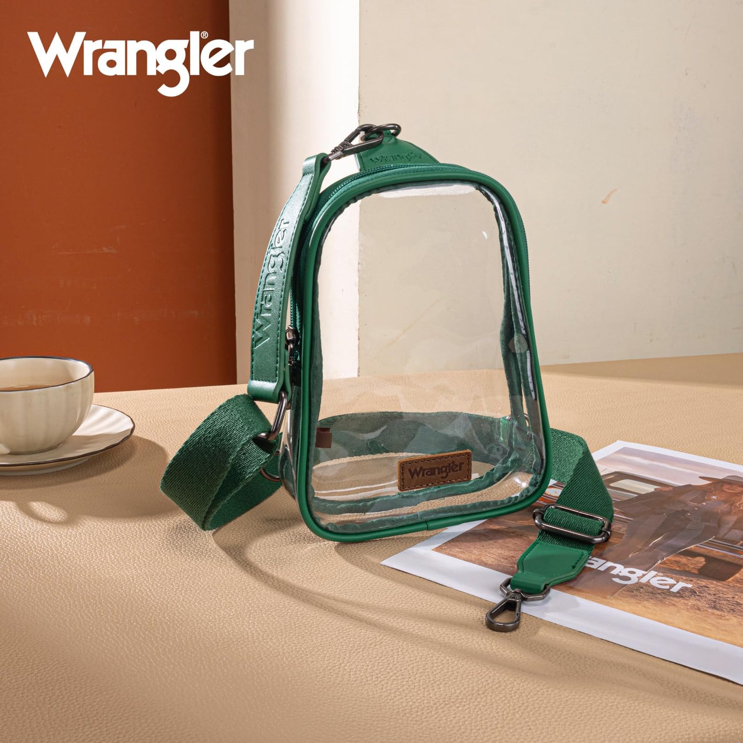Wrangler Crossbody Clear Sling Bags for Women Stadium Approved Cross Body Purse for Sports Events Concerts