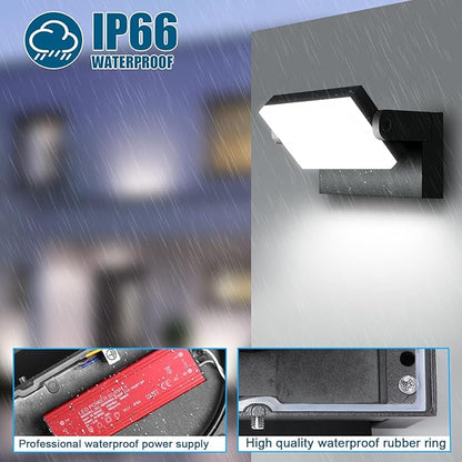 40W Outdoor Wall Light 360 °Rotatable Led Wall Pack Light, 5000K 4000LM Super Bright Wall Mount Lights, Waterproof Self-Developed Security Exterior Flood Lighting for Yard House 2Pack ﻿