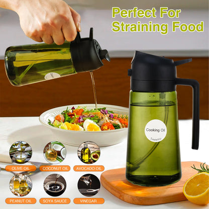 Oil Sprayer for Cooking, 2 In 1 Oil Dispenser and Oil Sprayer (Black+Dark Brown)