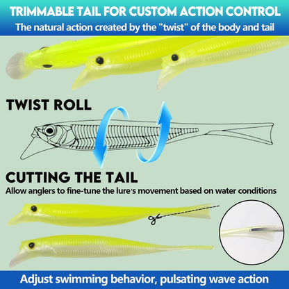 Eupheng 3.5Inches/4Inches/6Inches Soft Plastic Swimbait with Lip, Trimmable Tail, Realistic Mid-Strolling Hover-Strolling Soft Fishing Lures for Bass Fishing