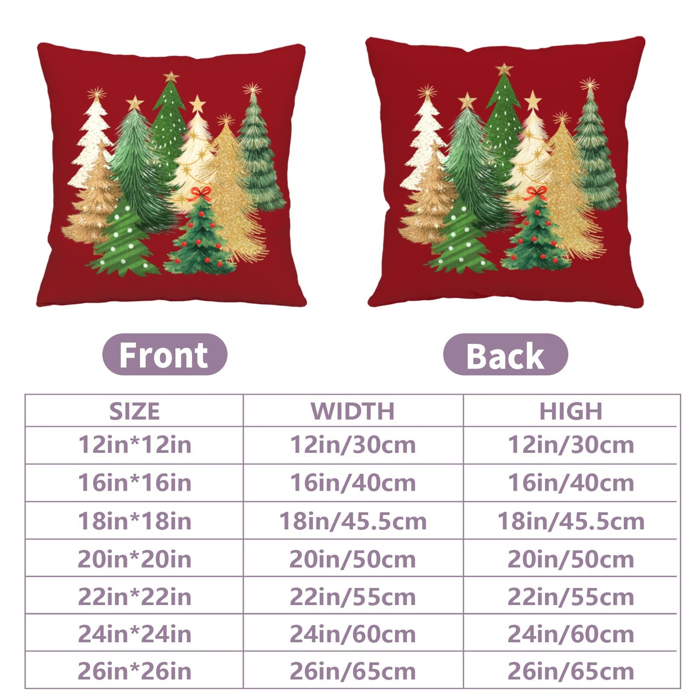 Kwlegh Red Christmas Pillow Covers 18x18 Set of 2 Gold Green Xmas Tree Pillow Case Winter Holiday Throw Pillow Covers Double Sided Printing Decorative Cushion Case for Couch Sofa