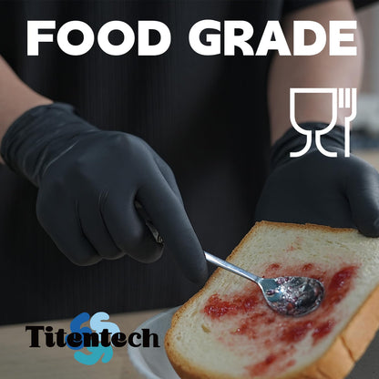 Titentech Disposable Nitrile Exam Gloves Black Cooking Gloves Disposable Food Safe 3mil 100PCS/BOX, Medium, Chemical Resistance, Salon Work, Tattoos