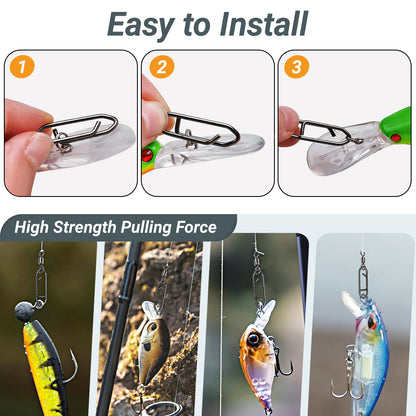 QISHUO Stainless Steel Fishing Swivels Lure Tackle Clips Snap Swivels Strength Barrel Saltwater Swivel Fishing Rolling Black Nickel, 50pcs, 54lbs