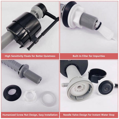 Saillong 2 Sets Toilet Float Replacement Kit, Universal Toilet Flusher Replacement Kit and 2 Inch Flapper Replacements, High Performance Tank Water Control and Fill Valve